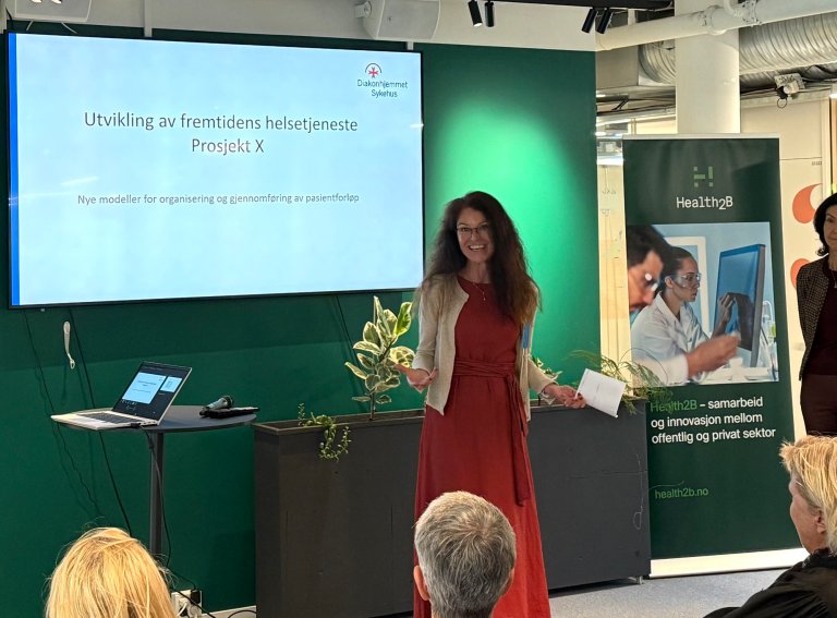 Kari-Jussie Lønning, direktør ved Diakonhjemmet sykehus vil gjerne bidra i arbeidet med regjeringens helsereform. Diakonhjemmet er gullpartner i Health2B. Foto: Kirsten Syvertsen